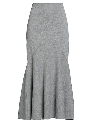 PATOU Maxi Skirts Grey 63% Merino Wool, 30% Polyamide, 7% Cashmere