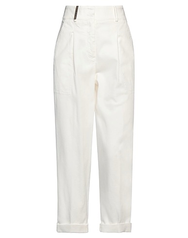 PESERICO Casual trouser White 98% Cotton, 2% Elastane