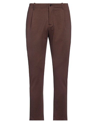 DANIELE ALESSANDRINI Casual pants Brown 77% Polyester, 18% Viscose, 5% Elastane