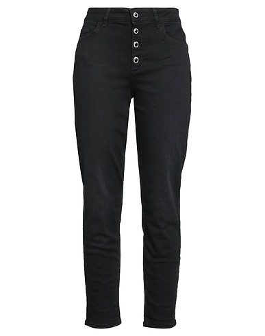LIU •JO Denim trousers Black 96% Cotton, 4% Elastane