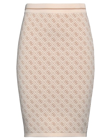 GUESS Midi skirt Beige 65% Viscose, 33% Polyamide, 2% Elastane