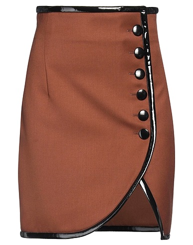 NINEMINUTES Mini skirt Brown 64% Polyester, 33% Viscose, 3% Elastane