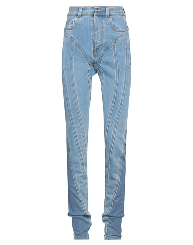 MUGLER Denim pants Blue 72% Cotton, 28% Elastomultiester, Elastane