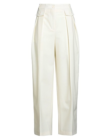 SEMICOUTURE Casual trouser Ivory 53% Polyester, 43% Virgin Wool, 4% Elastane