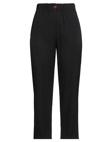 ALYSI Casual pants CRÈME Black 100% Virgin Wool