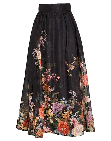ZIMMERMANN Maxi Skirts Black 55% Linen, 45% Silk