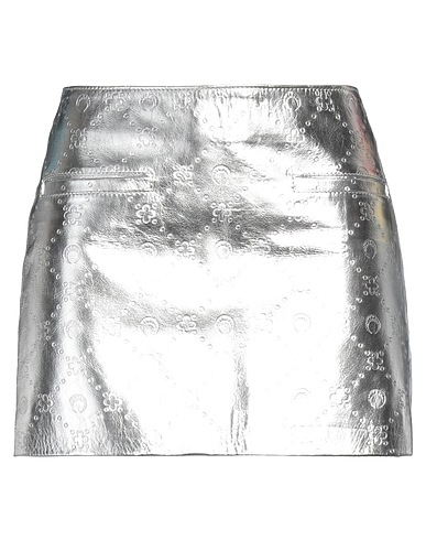 MARINE SERRE Minirock GOLD LINE Silber 100% Lammleder