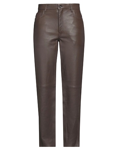TOTEME Casual trouser Chocolate brown 100% Lambskin