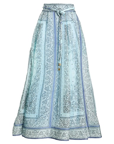 ZIMMERMANN Long skirt Sky blue 52% Linen, 48% Silk