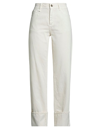 GAUDÌ Denim pants JEANS Ivory 69% Cotton, 23% Polyester, 8% Lyocell