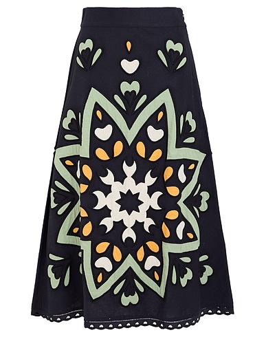 SEA Midi skirt Navy 88% Cotton, 12% Linen