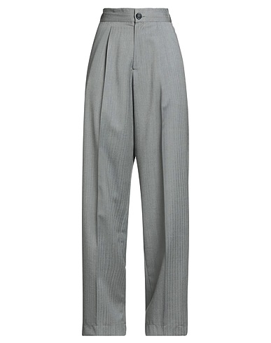 UNIQUE EDITION Casual pants Grey 100% Wool