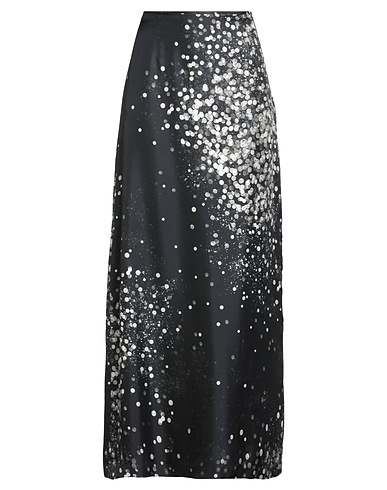 ALYSI Long skirt CHOCOLAT Black 100% Silk