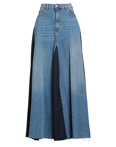 MANILA GRACE Denim skirt Blue 100% Cotton, Polyester, Viscose, Elastane