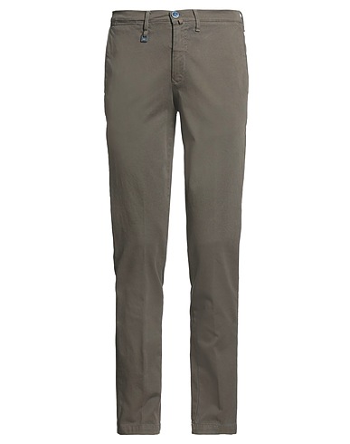BARBATI Casual pants Military green 98% Cotton, 2% Elastane