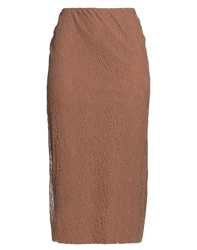 PHILOSOPHY di LORENZO SERAFINI Midi skirt Brown 88% Polyamide, 12% Elastane