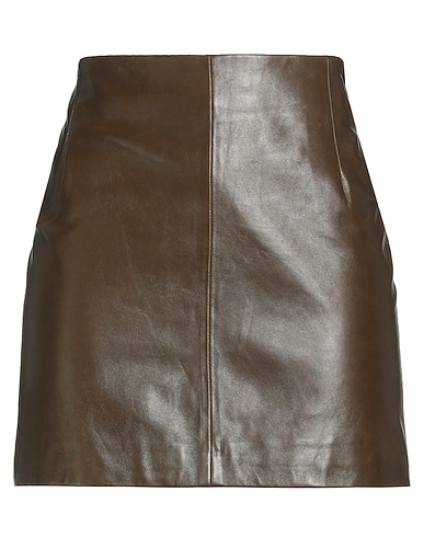 NOUR HAMMOUR Mini skirt Brown 100% Lambskin