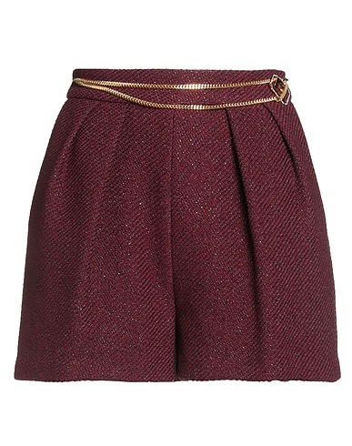 ELISABETTA FRANCHI Shorts & Bermuda Burgundy 37% Polyester, 34% Viscose, 13% Synthetic fibers, 11% Virgin Wool, 5% Wool