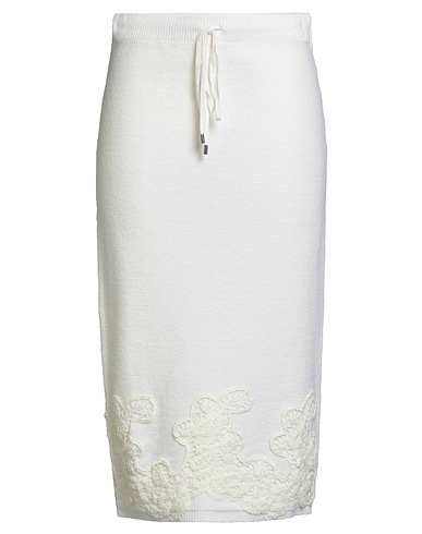 ERMANNO FIRENZE Midi skirt Ivory 80% Wool, 20% Polyamide, Acrylic