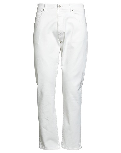 2W2M Denim trousers Off white 98% Cotton, 2% Elastane
