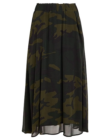 SHIRTAPORTER Midi skirt Military green 100% Viscose