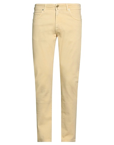 BRIGLIA 1949 Denim trousers Pastel yellow 97% Cotton, 3% Elastane