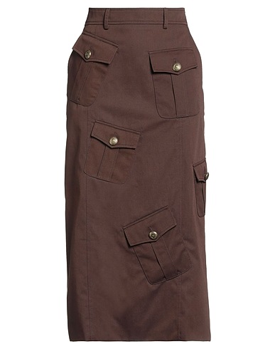 MOSCHINO Midi skirt Chocolate brown 90% Cotton, 10% Wool