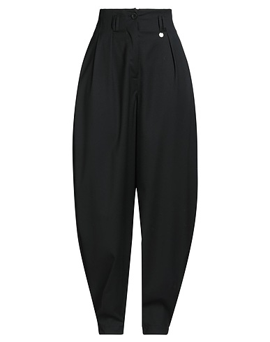 DX COLLECTION Casual pants Black 60% Polyester, 23% Virgin Wool, 16% Viscose, 1% Elastane