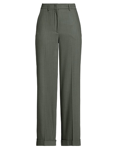 SEMICOUTURE Pantalone Verde militare 74% Viscosa, 26% Lana Vergine