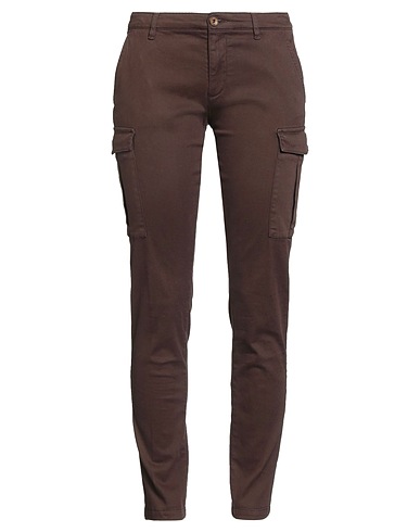 40WEFT Casual trouser Dark brown 98% Cotton, 2% Elastane