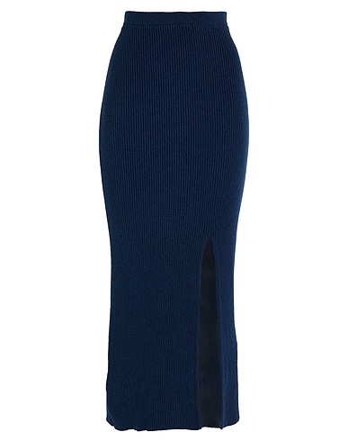 JIJIL Falda midi Azul marino 50% Viscosa, 27% Poliéster, 23% Poliamida