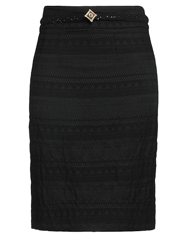 CAVALLI CLASS Midi skirt Black 71% Wool, 24% Polyester, 5% Elastane