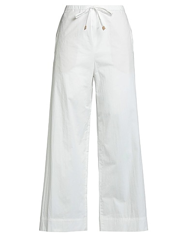 LORO PIANA Pantalon Blanc 97% Coton, 3% Élasthanne, Cuir d'agneau
