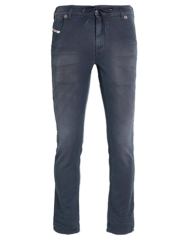 DIESEL Casual pants Midnight blue 90% Cotton, 8% Polyester, 2% Elastane, Cow leather