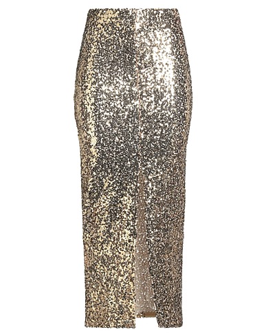 ANGELA DAVIS Long skirt Gold 98% Polyester, 2% Elastane
