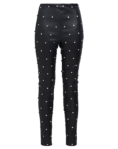 ALEXANDRE VAUTHIER Leggings NERO 100% Lambskin, Cotton, Elastane