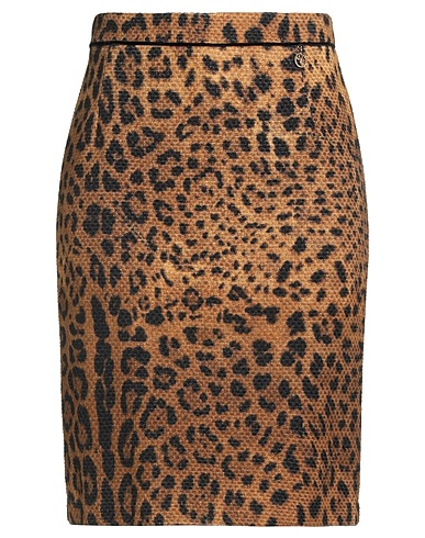 CAVALLI CLASS Midi skirt Brown 86% Cotton, 14% Wool
