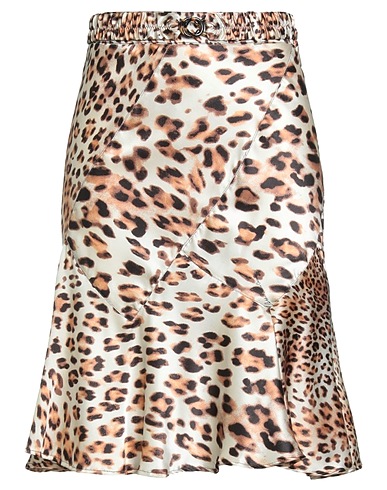 CAVALLI CLASS Midi skirt Beige 94% Silk, 6% Elastane