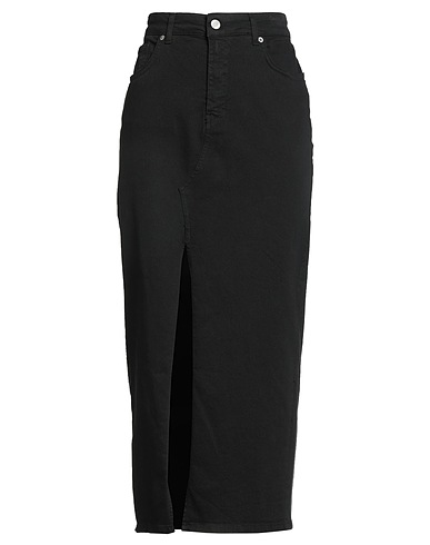 LE STREGHE Midi skirt Black 98% Cotton, 2% Elastane
