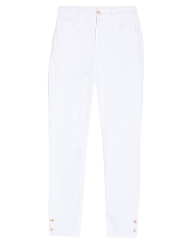 LIU •JO Denim trousers White 98% Cotton, 2% Elastane