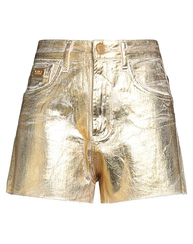 LANÇA PERFUME Denim shorts Gold 98% Cotton, 2% Elastane