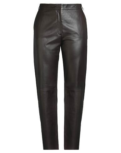ANTONELLI Casual trouser Dark brown 100% Lambskin