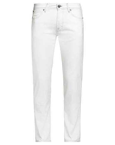 ROŸ ROGER'S Denim pants Ivory 98% Cotton, 2% Elastane