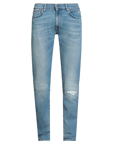 ROŸ ROGER'S Denim pants Blue 99% Cotton, 1% Elastane