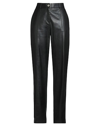 LIU •JO Casual pants Black 100% Polyester, Polyurethane coated