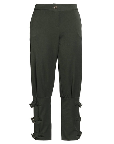 CARMEN HORNEROS Casual trouser Dark green 80% Polyester, 15% Viscose, 5% Elastane