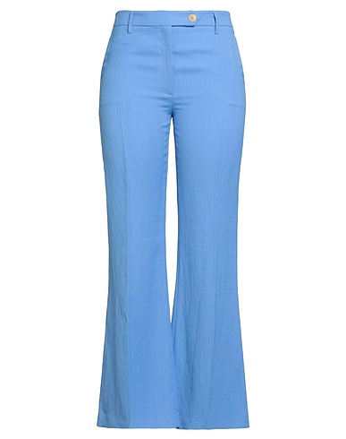 TRUE ROYAL Casual pants Light blue 73% Viscose, 27% Linen