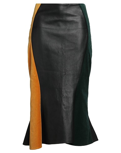 MARNI Midi skirt Black 100% Virgin Wool, Cotton, Leather