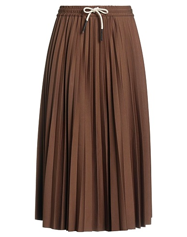 OTTOD'AME Midi skirt Brown 68% Viscose, 27% Nylon, 5% Elastane
