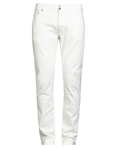 GREY DANIELE ALESSANDRINI Pantaloni jeans Off white 97% Cotone, 3% Elastan